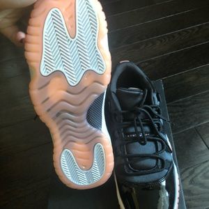 Jordan 11s, low, black with pink bottom